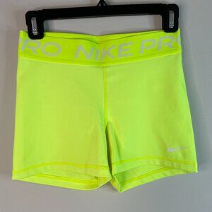 Womens Nike Pro Dri-fit Bright Yellow Compression Shorts Size Small